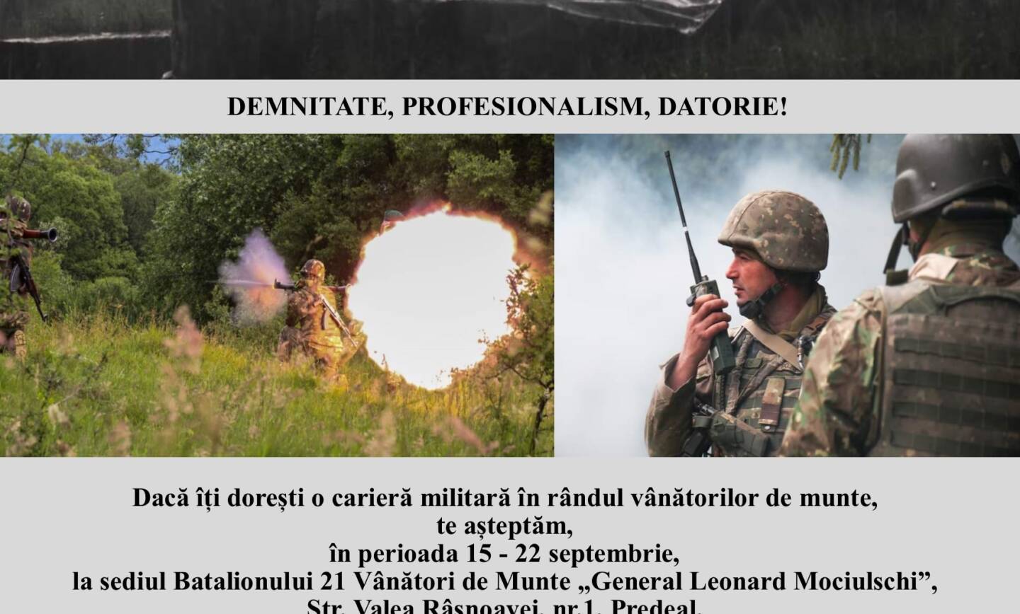 CAMPANIE DE RECRUTARE SOLDAȚI ȘI GRADAȚI PROFESIONIȘTI